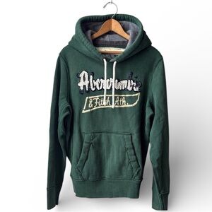 Abercrombie & Fitch Green Hooded Sweatshirt Vintage Y2K Reverse Weave Hoodie